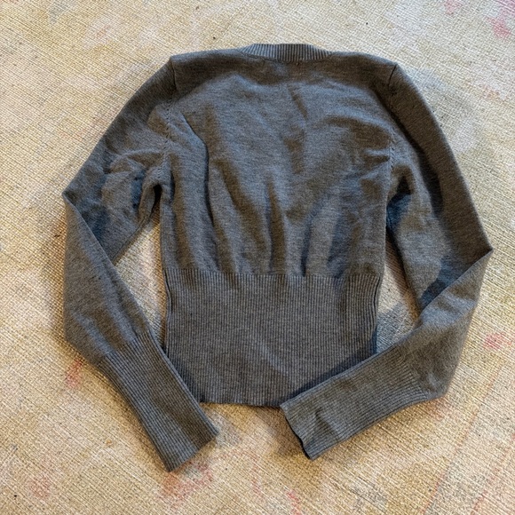 Gray supre Ribbed Button-Up Cardigan - Picture 4 of 4